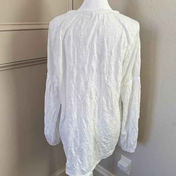 Sundance Royal Rosie Crochet Crinkle Blouse White Size Large Boho Crochet Lace - Picture 4 of 6